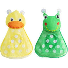 WMLBK 2gab 2pcs Vannas rotaļlietu Tidy Storage Duck un Frog Hanging Storage Bag Mesh Piesūceknis Cup Bag Mesh dušas vannas istabas organizators