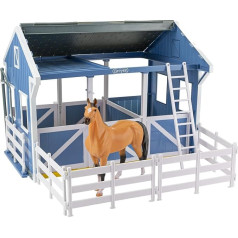 Breyer Horses Freedom Series Deluxe lauku stallis un mazgāšanas stends ar Freedom sērijas zirgu | 6 detaļu spēļu komplekts ar kūti | Zirgu rotaļlietu modelis | Freedom sērijas zirgu figūriņa mērogā 1:12 | Modelis #61149