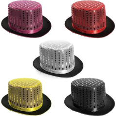 Pieaugušo Top Hat Sequin kostīmu aksesuārs Perfect Accessory for Dance Show Party Ringmaster Hen Night Sequins Gold Tone 24 gab.