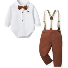 Minizone Baby Boys Gentleman Suits, 5 gabali ar garām piedurknēm Romper + tauriņš + veste + gurnu bikses + cepure mazuļu apģērbu komplekti svētku kristībām kāzām