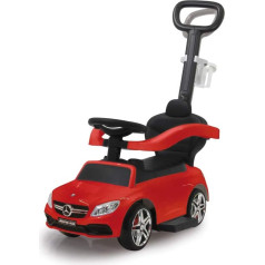 JAMARA 460446 Mercedes AMG C 63 3-in-1 Ride-On Protection Boot Push and Grab Bar with Steering Function, Backrest, Protective Bar, Extendable Footrest, Sound/Horn on the Steering Wheel, Red