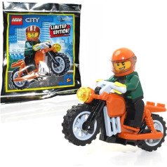 LEGO Town City Mini figūriņa - Cool Kid on Dark Orange Motorcycle Limited Edition folijas iepakojums (16 gab.)