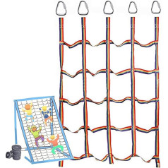 Tree House Rope Ladder rotaļu laukuma drošības tīkls, 4,8 x 6,1 pēdas, augstas veiktspējas kāpšanas slodzes tīkla virvju kāpnes, āra slodzes jostas tīkls, āra mācību piederumiem, slodzes ietilpība 300 kg