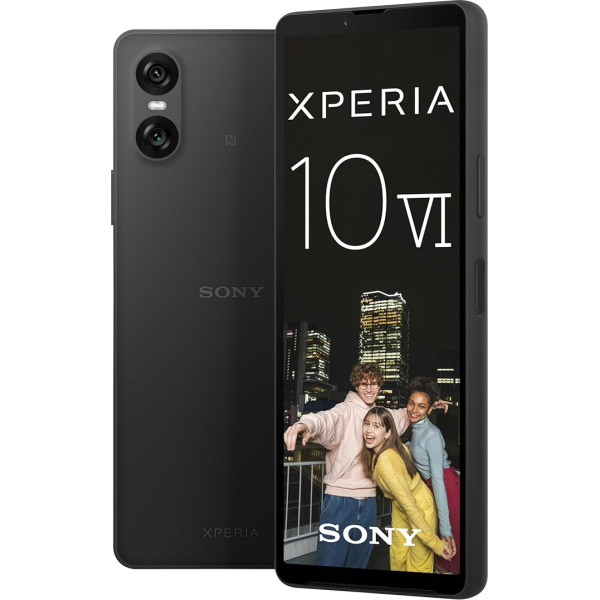 Sony Xperia 10 VI (5000 mAh akumulators, 6,1 collu 21:9 OLED, trīs optiskie fokusa attālumi, viegls un kompakts, 3,5 mm audio, Android 14, IP65/68, Dual SIM, melns)