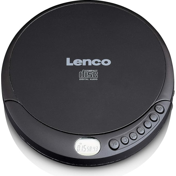 Lenco CD-010 - Portatīvais CD atskaņotājs Walkman - Diskman - CD Walkman - ar austiņām un micro USB uzlādes kabeli - melns