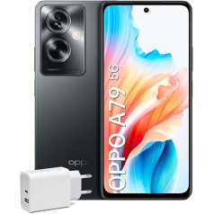 OPPO A79 5G 8 + 256 GB, Android viedtālrunis bez līguma, 90 Hz 6,72 collu LCD, 50 MP aizmugurējā skata kamera, Google Play, NFC, GPS, Dual SIM bez SIM kartes, melns, mobilais tālrunis