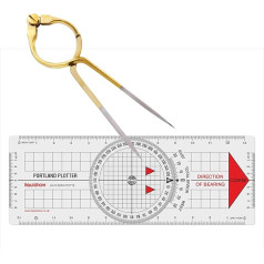 Liquidraw Portland 8 collu kursa ploteris Navigācijas dalītāju komplekts Jūras burāšanas navigācijas transportieris ar vienu roku taisns dalītājs Solid Brass