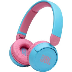 JBL Jr310BT bezvadu austiņas bērniem, Bluetooth austiņas ar mikrofonu, droša skaņa zem 85 dB skaļuma, 30 stundu akumulators, salokāmas, ērtas, vienkāršas, mīkstas, foršas krāsas (zilas)