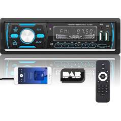 DAB + auto radio ar Bluetooth 1 DIN digitālais multivides atskaņotājs brīvroku komplekts FM/AM/RDS radio Auto MP3 atskaņotājs 4 x 50 W Divi USB/AUX ievadi/SD/TF karte + tālvadības pults