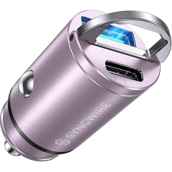 SYNCWIRE 90W Cigarečių žiebtuvėlio USB C ir USB automobilinis adapteris [PD 45W ir QC 45W] Super mini metalinis automobilinis įkroviklis USBC greitasis įkrovimas, suderinamas su 