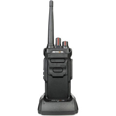 Retevis RT648 Walkie Talkie Waterproof IP67 PMR446 radio bez licences, ar lielu darbības rādiusu CTCSS&DCS VOX Alarm Radio uzlādējams USB uzlādes paliktnis (1 gab., melns)