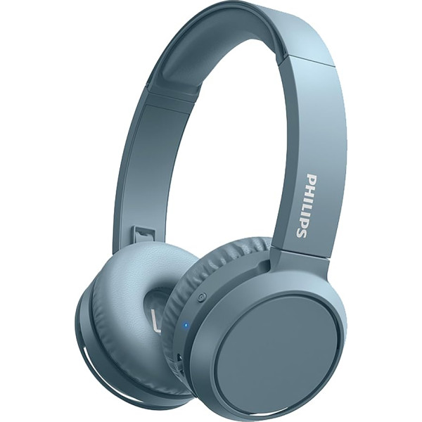 PHILIPS Audio TAH4205BL/00 austiņas uz ausīm ar basa pastiprināšanas pogu, Bluetooth, 29 stundu atskaņošana, ātrā uzlāde, trokšņu izolācija, salokāmas, zilas, salokāmas