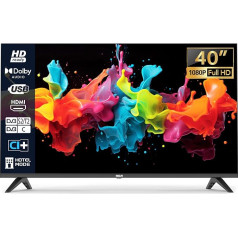 RCA TV 40 collu (100 cm) Full HD LED televizors ar trīskāršu uztvērēju (DVB-T/T2-C-S/S2), USB multivides atskaņotājs, HDMI, CI/CI+, viesnīcas režīms (2024)