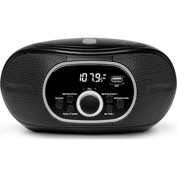 MEDION portatīvais Boombox E65711, CD/MP3 atskaņotājs, FM FM, AUX, darbojas ar akumulatoru, melns