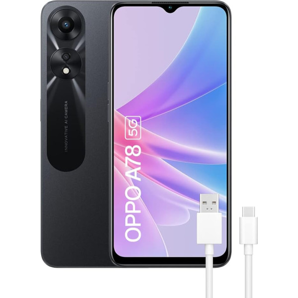 OPPO A78 5G, Dual, 128GB, 4GB RAM, spīdošs melns + turētājs