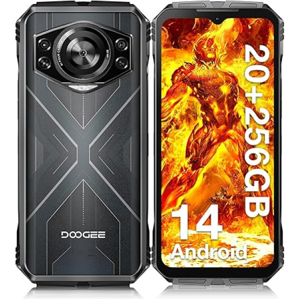 DOOGEE Scyber Āra viedtālrunis Android 14, 20GB (8+12)/256GB, 10800mAh, 6,58 collu FHD+ Āra mobilais tālrunis bez līguma, 50MP + 16MP Octa-Core mobilais tālrunis, 4G Dual SIM/IP68