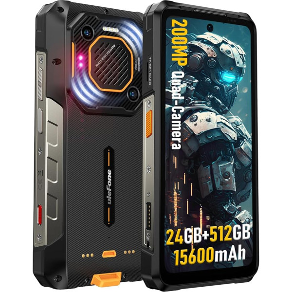 Ulefone Armor 26 Ultra 5G āra viedtālrunis, 24GB + 512GB Android 13 āra mobilais tālrunis bez līguma, 200MP + 64MP kamera, 15600mAh akumulators/120W ātrā uzlāde, 6,78 collu FHD+ 120Hz, 121dB