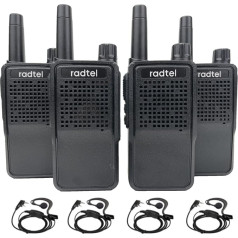 Radtel RT518 PMR446 uzlādējamas radiostacijas 22 kanālu bezmaksas licence Profesionāla radio rācija ar USB lādēšanas ierīci celtniecībai, restorāniem, lielveikaliem (4 gab.)