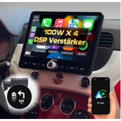 DYNAVIN Android auto radio ar satelītnavigāciju Fiat 500 500C, 10,1 collu radio ar bezvadu Carplay un Android Car, Head-up displejs, ietver DAB+: D9-FT500 Premium Flex