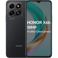 HONOR X6B 4G viedtālrunis 4GB 128GB 108MP + 50MP AMOLED 6,7 collu 4500mAh akumulators Android 13 Dual SIM NFC Google Play Black