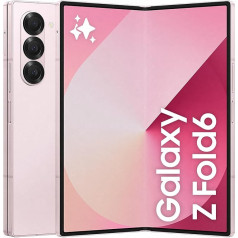 Samsung Galaxy Z Fold6 viedtālrunis ar mākslīgo intelektuālo intelektu, bez Simloka, bez līguma, 512 GB atmiņa, 50 MP kamera, liels displejs, ilgs akumulatora darbības laiks, rozā krāsā