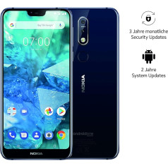 Nokia 7.1 Dual Sim viedtālrunis (5,84 collu Full HD displejs, 32 GB iekšējā atmiņa, Android 9.0), 32 GB, zils