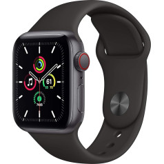 Apple Watch SE 2020 (GPS + Zellular, 40MM) Alumīnija vāciņš Space Grau ar melnu sporta aproci (vispārējs)