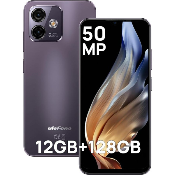 Ulefone Note 16 Pro Mobilais telefons bez līguma, 12GB + 128GB/256GB SD, 50MP kamera Octa Core viedtālrunis Android 13 6,52 collu displejs 4400mAh, 4G Dual SIM Mobilie telefoni Face ID/GPS/OTG/Purple