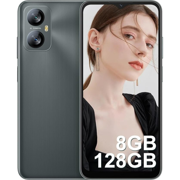 Blackview lēts viedtālrunis, Android 13 mobilais tālrunis 128GB + 8GB/TF 1TB, displejs 6,52 collu HD+ 90Hz Octa-Core/13MP + 5MP/5180mAh viedtālrunis Dual SIM 4G Face ID/Fingerprint/GPS/OTG/2 gadu garantija