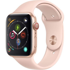 Apple Watch Series 4 44mm (GPS + Cellular) - Alumīnija siksniņa zelta krāsā ar smilškrāsas sporta aproci (Bendra)