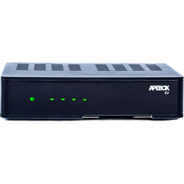 Apebox S2 Full HD satelīta uztvērējs (1080p, HDTV, H.265, 1x DVB-S2, 2x USB 2.0, HD-Out, LAN, Karšu lasītājs, YouTube, DLNA, Mobilā lietotne) Melns