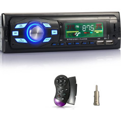 iFreGo Auto radio ar Bluetooth brīvroku komplektiem, Bluetooth 1 DIN radio USB/TF/MP3 atskaņotājs/AUX in, FM radio ar tālvadības pulti/ tālvadības pulti, RDS, ātrās uzlādes funkcija, 60 W x 4,