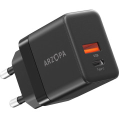 ARZOPA 35 W USB C lādētājs PD 3.0 GaN lādētājs 2 porti USBC barošanas bloks mobilajiem telefoniem USB ātrās uzlādes barošanas avots iPad lādētājs, kas saderīgs ar iPhone 15/14/13, iPad, MacBook Air, Samsung Galaxy