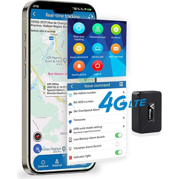 4G Mini GPS izsekotājs bez ABO GPS izsekotājs ar bezmaksas lietotni GPS raidītājs bērniem, koferim, velosipēdam, automašīnai, 1500 mAh