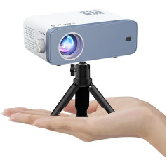 Mini projektors, VOPLLS 8000L projektors ar Full HD 1080P izšķirtspēju, portatīvais video projektors ar 50 % tālummaiņu, mājas kinozāles projektors mobilajam tālrunim, planšetdatoram/laptuā/personālajam datoram/televīzijas pierīcei, HDMI, US