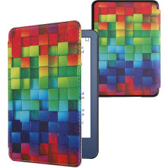 kwmobile Flip Case saderīgs ar Amazon Kindle (2022) Case - e-lasītāja futrālis - Rainbow Cube Multicoloured Green Blue