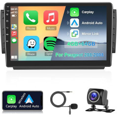 Hodozzy Auto Radio 4G + 64G Peugeot 208/2008 2012-2018 Android 8 Core 10,1 collu IPS ekrāns GPS navigācija ar bezvadu Carplay Android Auto Double DIN auto radio Bluetooth DSP WiFi FM RDS kamera