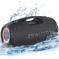 ZEALOT Bluetooth skaļrunis, 120 W skaļruņu kastes, liels Bluetooth skaļrunis ar jaudīgiem basiem, IPX6 ūdensizturīgs, mūzikas kaste ar gaismu, barošanas banka, Bluetooth 5.2, āra skaļrunis kempingam, pludmalei, dāvanām