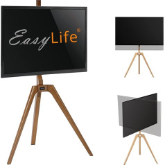 EasyLife - TV statīvs Koka statīvs - studijas TV statīvs līdz 65 collu un 40 kg TV/monitoram, pagriežams, regulējams augstums, kabeļu vadība, VESA līdz 400 x 400 cm (melns/olīvkoks)