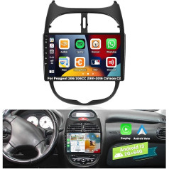 CAMECHO 2G + 64G Android 13 auto radio Peugeot 206/206CC 2001-2016 Cirteon C2, 9 collu ekrāns Bezvadu Apple Carplay Android auto GPS WiFi Bluetooth FM RD USB SWC + atpakaļgaitas kamera