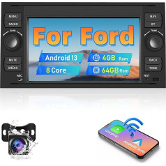 4+64G 8 kodolu auto radio navigācija Transit Fiesta Focus Galaxy podofo Android 13 7 collu radio ar Wireless Carplay/Android Car DSP HiFi Bluetooth RDS FM GPS WiFi USB SWC USB + AHD atpakaļgaitas kamera