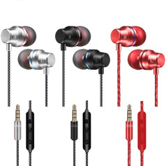 YuCool 3 Pack In-Ear austiņas ar mikrofonu un skaļuma regulēšanas funkciju Līdzsvarotas basa skaņas trokšņa izolācijas stereo skaņas visām ierīcēm ar 3,5 mm interfeisu