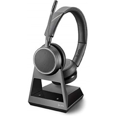 Plantronics Voyager 4220 Office Headset (Poly) - Stereo Bluetooth austiņas ar mikrofonu virs galvas, trokšņu slāpēšanu un uzlādes staciju USB-A, savienojamas ar PC, Mac, mobilajiem/iekšzemes tālruņiem, komandām,