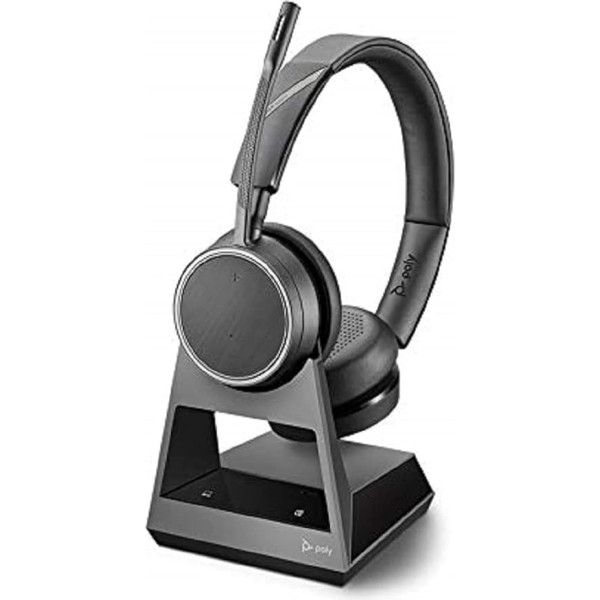 Plantronics Voyager 4220 Office Headset (Poly) - Stereo Bluetooth austiņas ar mikrofonu virs galvas, trokšņu slāpēšanu un uzlādes staciju USB-A, savienojamas ar PC, Mac, mobilajiem/iekšzemes tālruņiem, komandām,