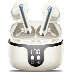 2024 Bluetooth austiņas, bezvadu Bluetooth 5.3 In-Ear austiņas ar 4 ENC trokšņu slāpēšanas mikrofonu, 48H atskaņošanas laiks ar LED displeju, IPX7 ūdensizturīgas sporta austiņas iPhone Android, dzeltenas krāsas