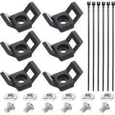 sourcing map Cable Tie Base 5mm Hole Dia Y Shape Bracket Wire Holder for 30 Series European Standard ar fiksētiem blokiem neilona siksnas skrūves Black Pack of 6