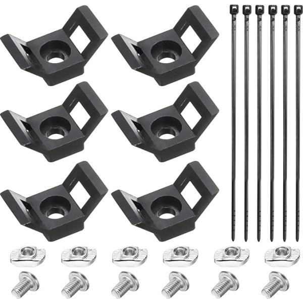 sourcing map Cable Tie Base 5mm Hole Dia Y Shape Bracket Wire Holder for 30 Series European Standard ar fiksētiem blokiem neilona siksnas skrūves Black Pack of 6