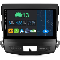 YUNTX 9 collu Android 13 autoradio ar satelītnavigāciju Mitsubishi Outlander/Peugeot 4007/Citroen C-Crosser | Octa Core | 6GB 128GB | Iebūvēts 4G LTE | CarPlay & Android Car | DSP | DAB | QLED | Dual Band