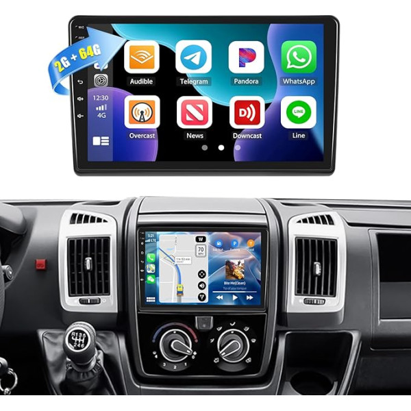 2G + 64G CAMECHO Android 13 auto radio Fiat Ducato/Peugeot Boxer/Citroen Jumper ar navigācijas sistēmu Carplay Android Car, 9 collu Double DIN auto radio ar skārienjūtīgu displeju un Bluetooth Mirror Link RDS