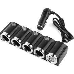 Headerbs DC 12V/24V USB 4 virzienu cigarešu aizdedzes sadalītājs strāvas lādētāja adapteris Populārs